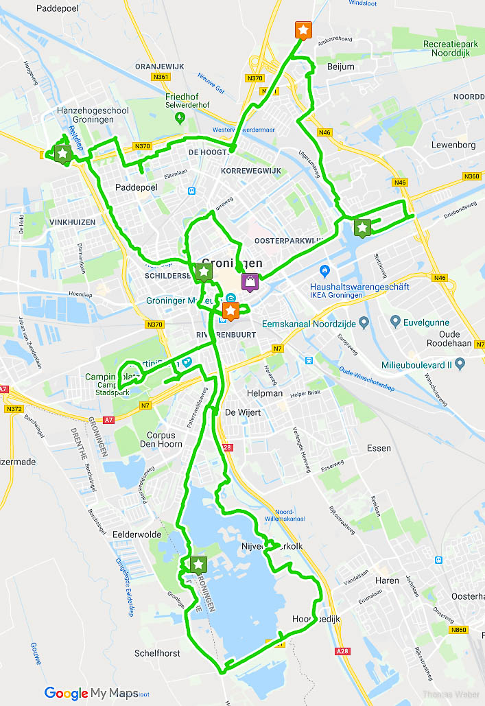 Die Route der Fahrradtour durch Groningen, Fotograf Oldenburg, Thomas Weber