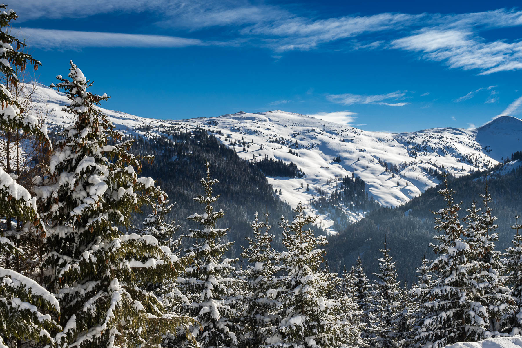 Schneefotos in den Bergen von Österreich