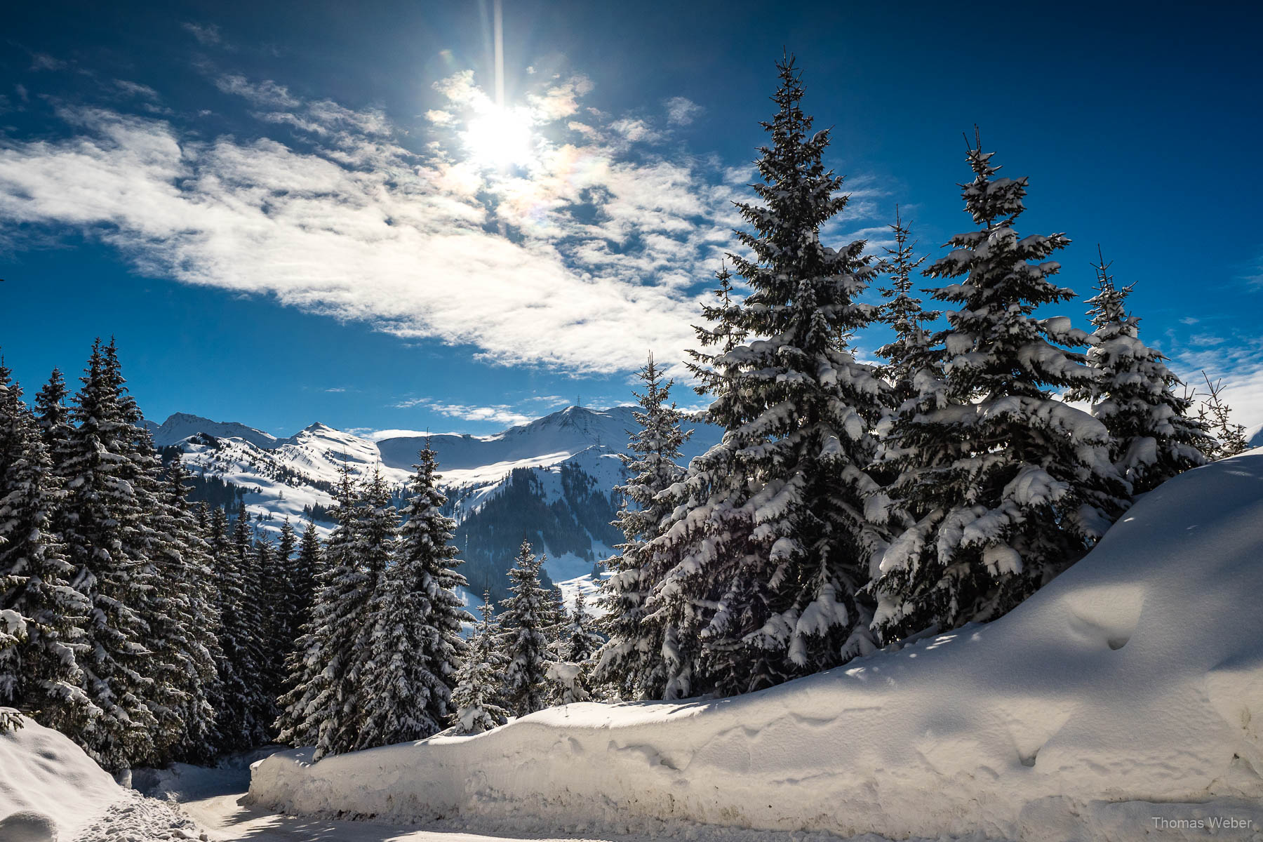 Schneefotos in den Bergen von Österreich