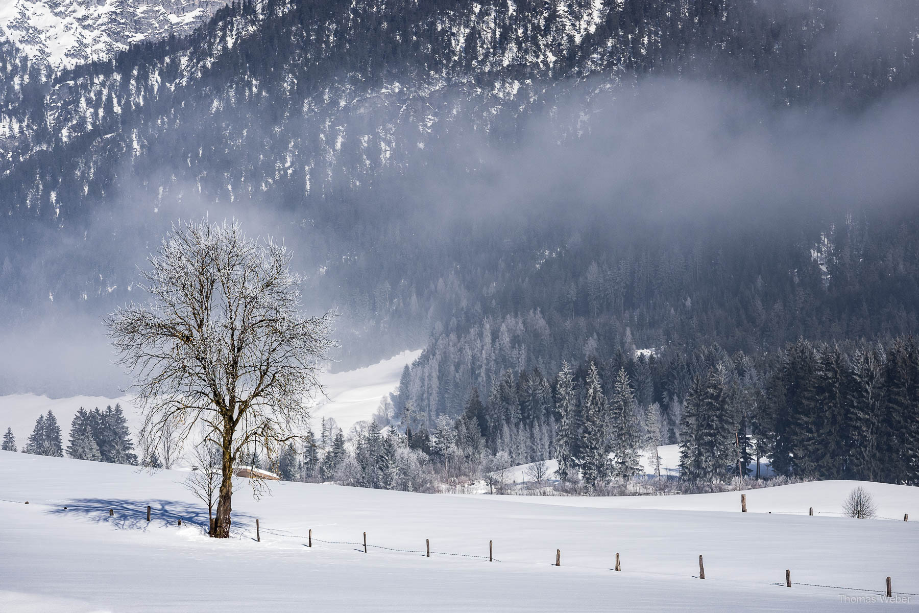 Schneefotos in den Bergen von Österreich