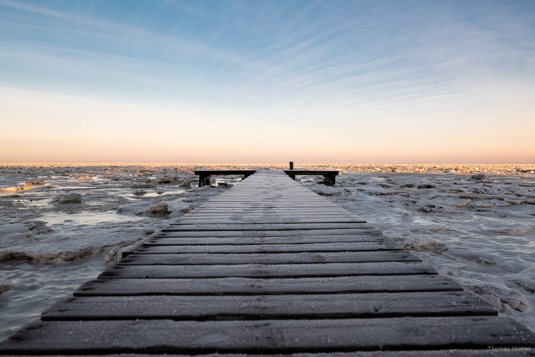 Steg von Dangast im Winter in Eis, Fotograf Thomas Weber aus Oldenburg