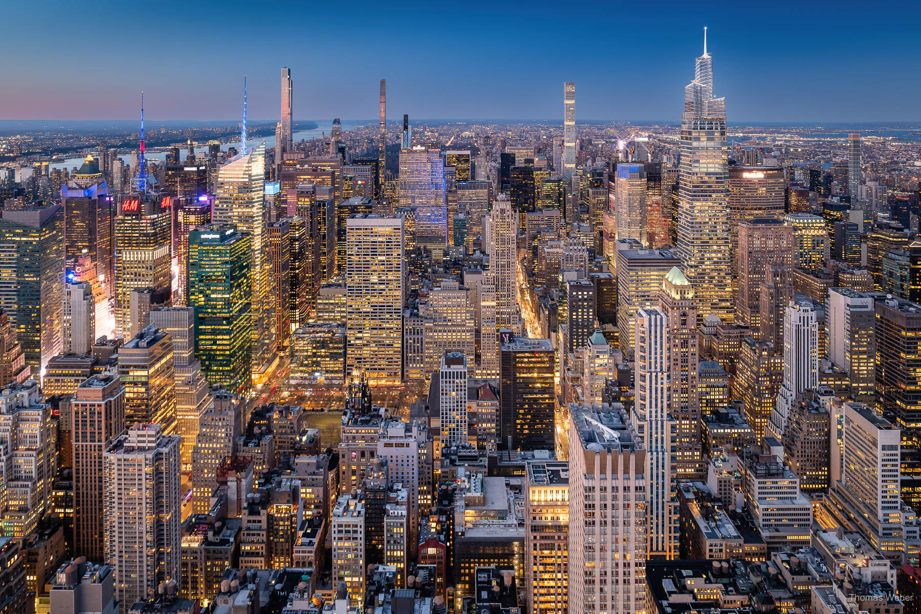 Blick vom Empire State Building über Manhattan bei Sonnenuntergang, New York City, USA, Fotograf Thomas Weber aus Oldenburg