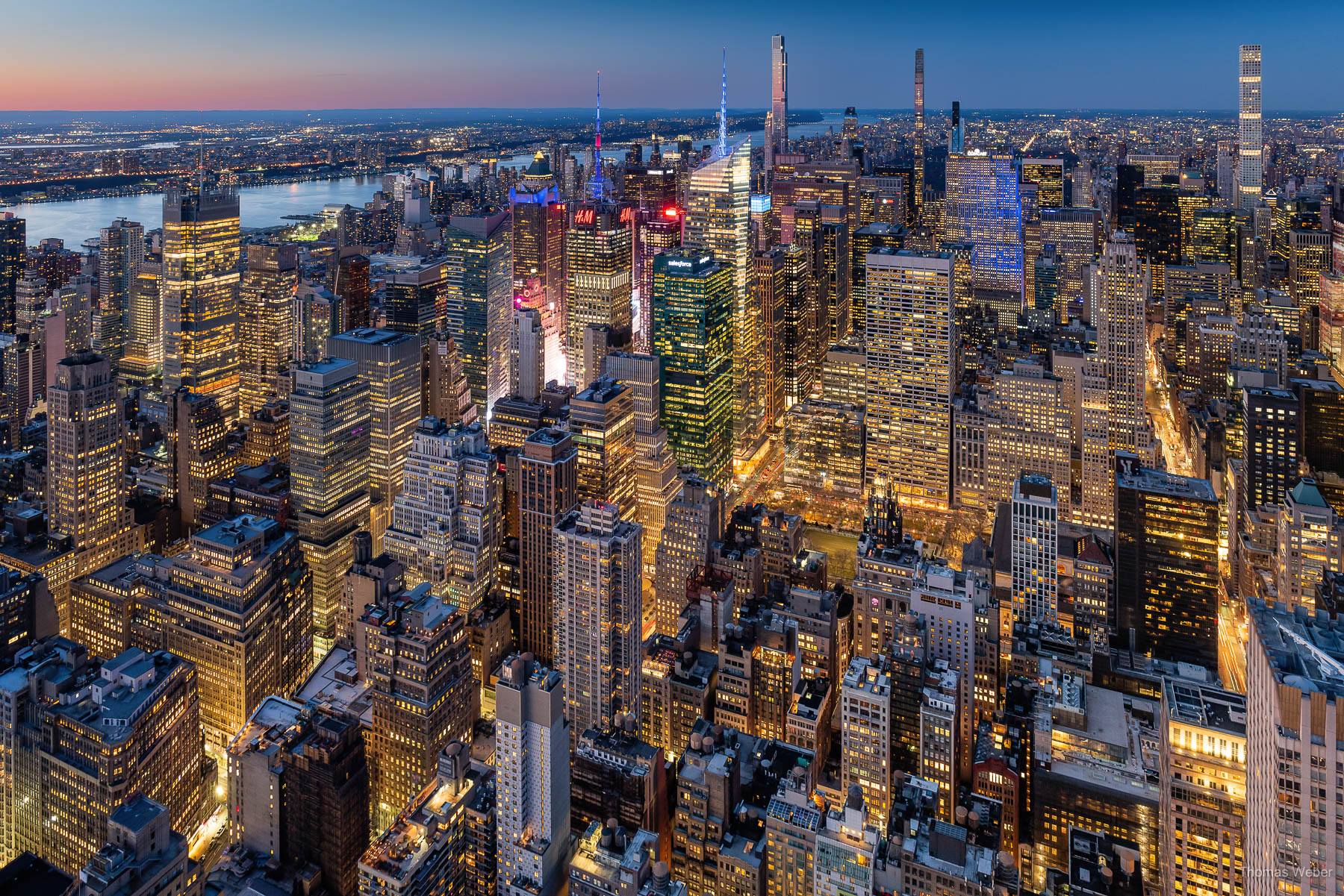 Blick vom Empire State Building über Manhattan bei Sonnenuntergang, New York City, USA, Fotograf Thomas Weber aus Oldenburg
