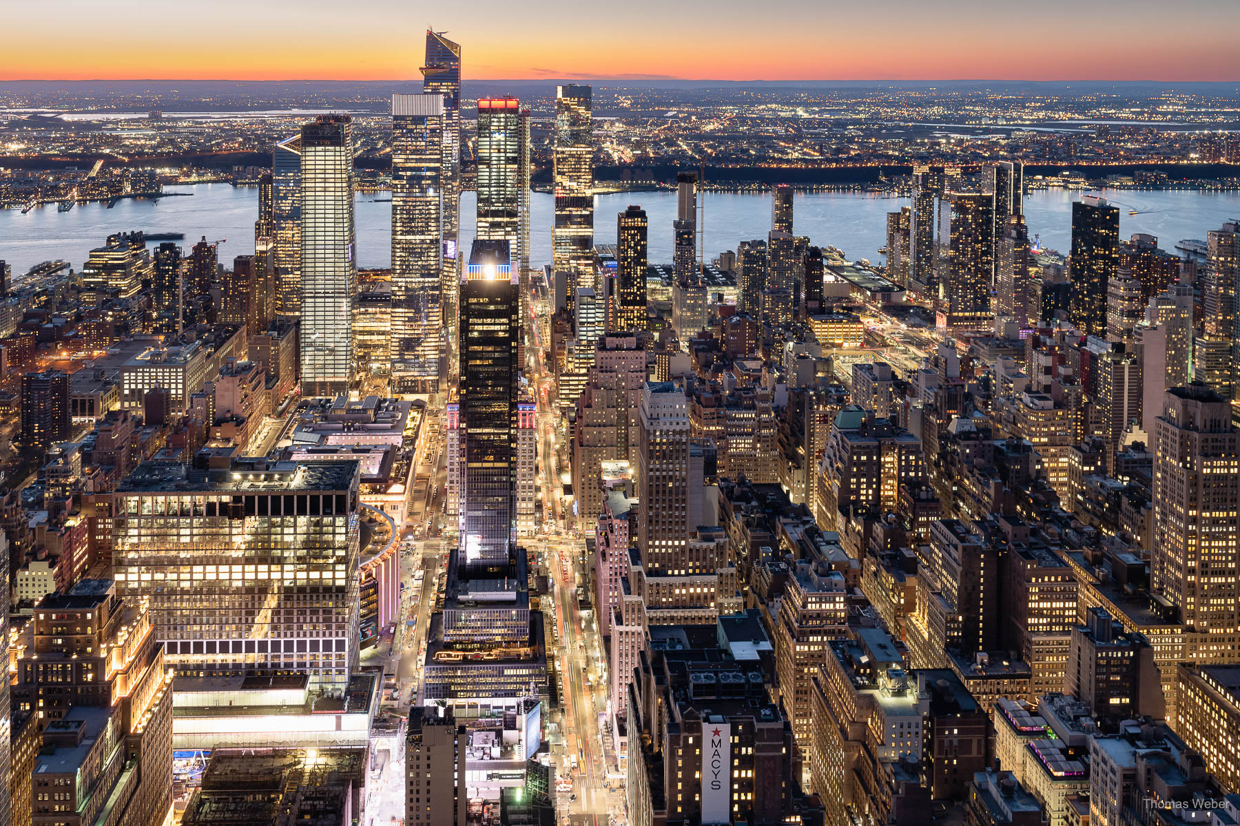 Blick vom Empire State Building über Manhattan bei Sonnenuntergang, New York City, USA, Fotograf Thomas Weber aus Oldenburg